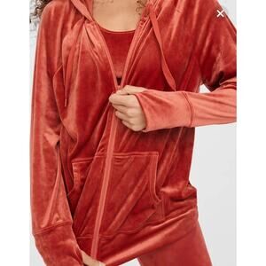 OFFLINE By Aerie After Party Velour Oversized Full Zip Hoodie in Cinnabar Size M